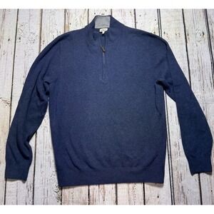 Faherty Pullover Mens M Blue Navy Heather Jackson 1/4 Zip Sweater Preppy Coastal